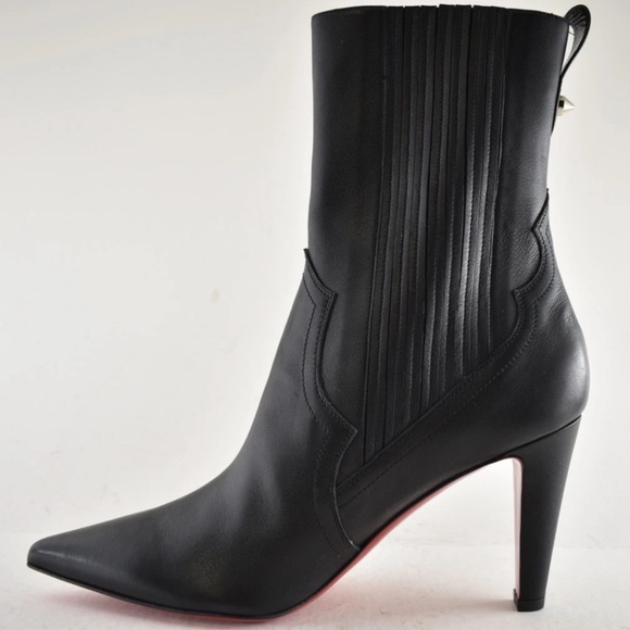 Christian Louboutin Santigag 85 Black Calf Leather Mid Calf Ankle Heel Boot 36 - Picture 10 of 16